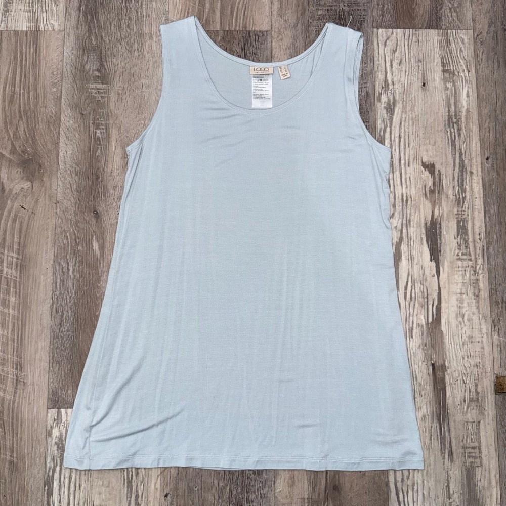 Logo Layers Lori Goldstein Womens Sleeveless Tunic Tank Size L Blue Lagenlook